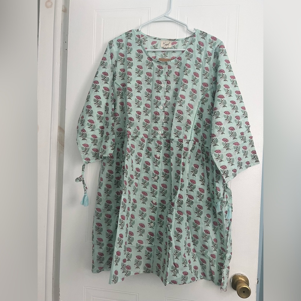 Women’s Floral Print Cotton Shirt Style Tunic , Printed Tunic, Kurti, Peplum top